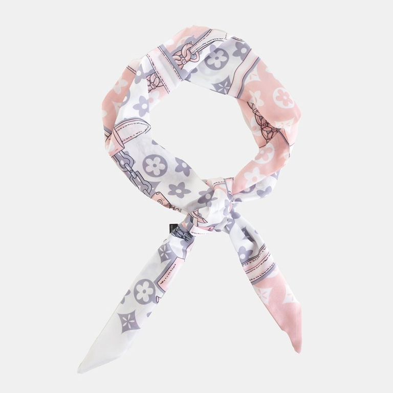 Patterned women's scarf in pink and white - Handkerchiefs
