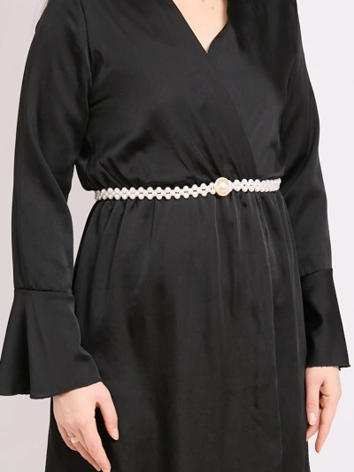 Women's elastic belt with pearls