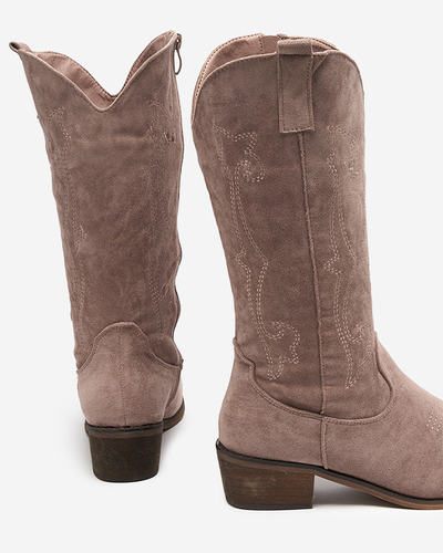 Women's mid-calf insulated boots with khaki embroidery Redarika - Footwear