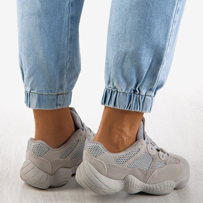 Szare sneakersy damskie na grubej podeszwie Crisscross - Obuwie