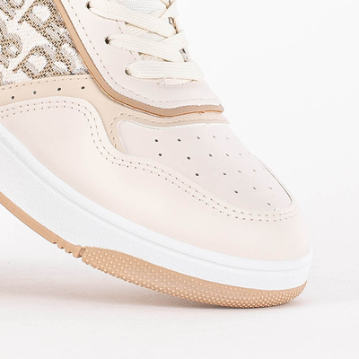 Beige women's high sports sneakers Xosa - Footwear