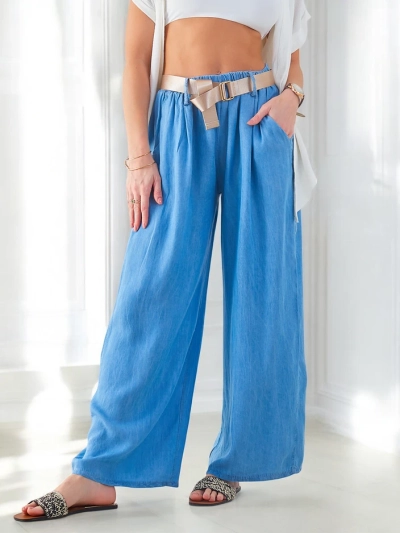 Royalfashion Airy wide women's trousers with a belt