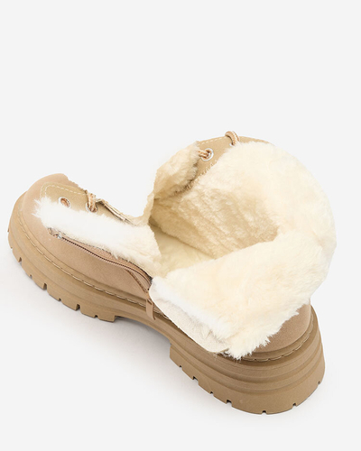 Royalfashion Gaiši brūni sieviešu siltinātie trapper zābaki Radoras