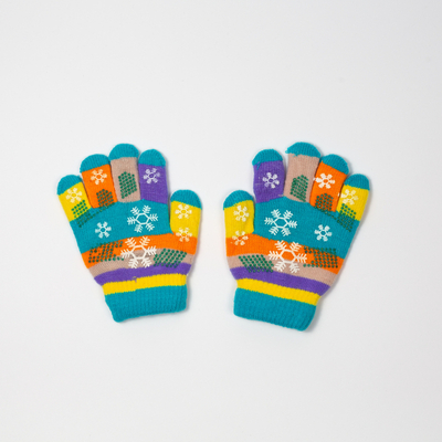Girls' blue gloves with glitter and snowflake - Accessories