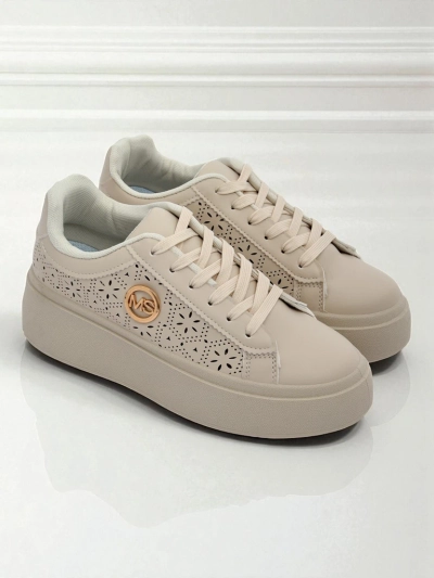 Aurelia Beige Platform Sneakers Royalfashion Eco Leather
