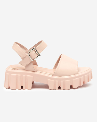 OUTLET Beige and pink women's sandals with a thicker sole Nerile - Shoes