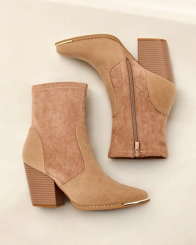 Royalfashion Women's eco-suede ankle boots on a post Gris