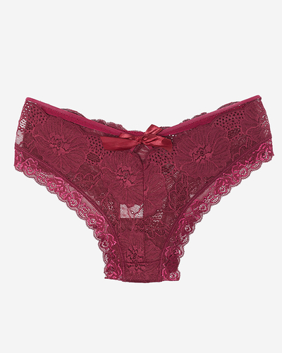 Women's maroon lace panties with an effective back - Underwear