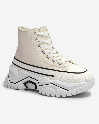 Women's cream insulated platform sports shoes a'la sneakers Retiha - Footwear