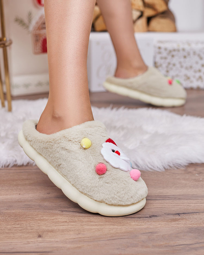 Royalfashion Christmas women's slippers in beige Fertemse