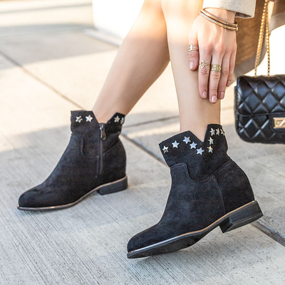 Black eco-suede boots with hidden anchor Mni- Footwear