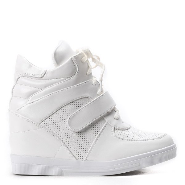 Białe sneakersy na koturnie Ellne- Obuwie
