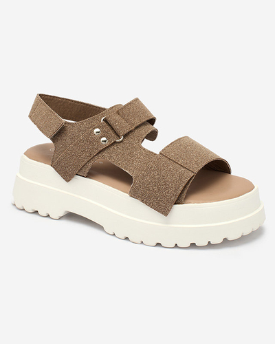 Royalfashion Dark brown women's sandals on a solid sole Rederis