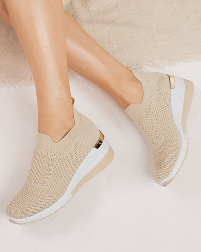 OUTLET Beige women's sports shoes with a wedge Rishmia - Footwear