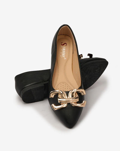 Royalfashion Black women's pointed-toe ballerinas with embellishment on the nose Figgda