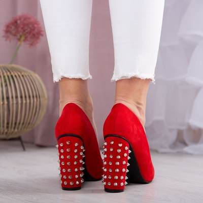 Red studded pumps on a higher post Madderse - Footwear