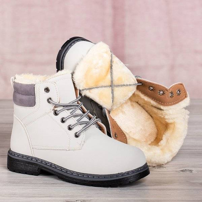 OUTLET Light gray Ressalie boots with fur - Footwear