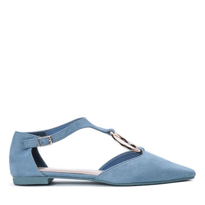 Blue ballerina shoes with Laurita gold decoration - Footwear