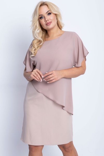 Beige dress above the knee PLUS SIZE - Clothing 1