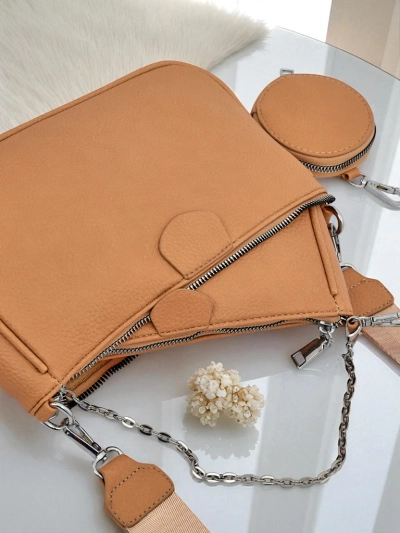 Aurora Multi Women's Eco-Leather Handbag Light Brown Chain Zip