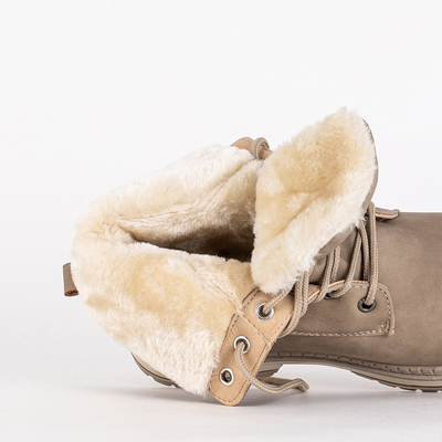 Women's beige matte boots Misqa- Footwear