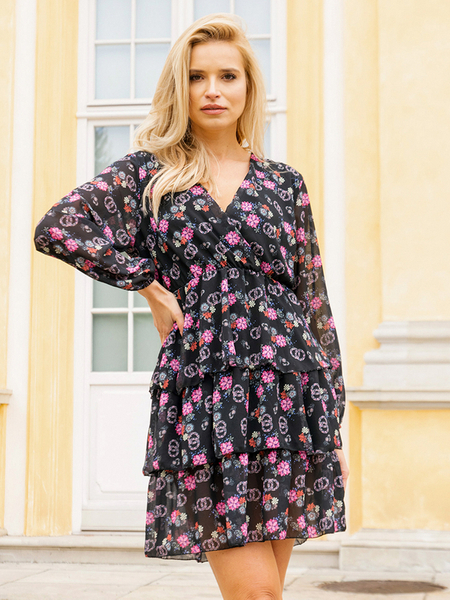 Women's black floral dress - Clothing
