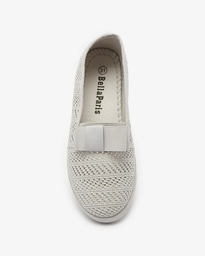 Girls' bow sneakers in light gray Lolisa - Footwear