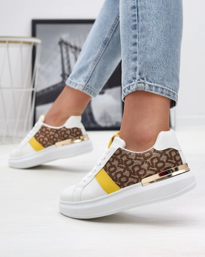 Royalfashion White and brown women's sports shoes Mlysio