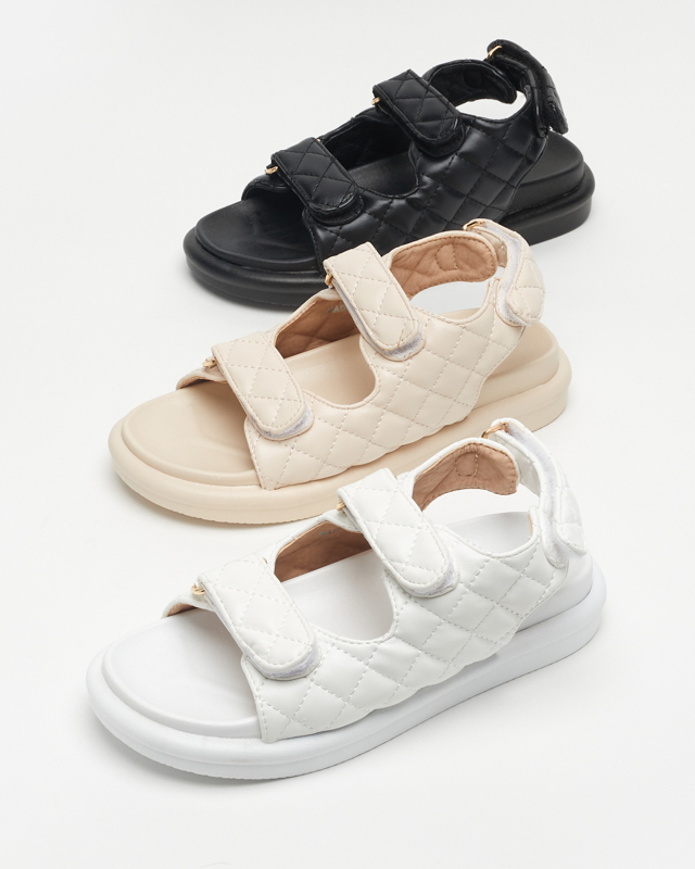 Women's white quilted sandals Acuq - Footwear