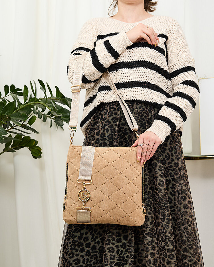 Royalfashion Brown quilted eco-suede ladies handbag