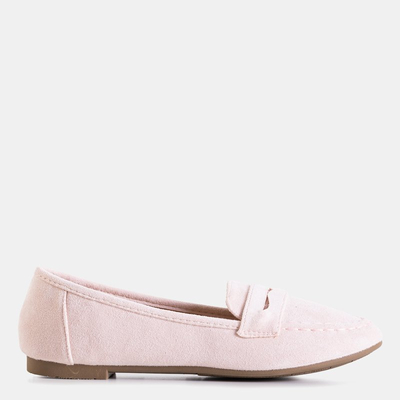 Beige and pink eco-suede women's loafers Bondesqa - Shoes