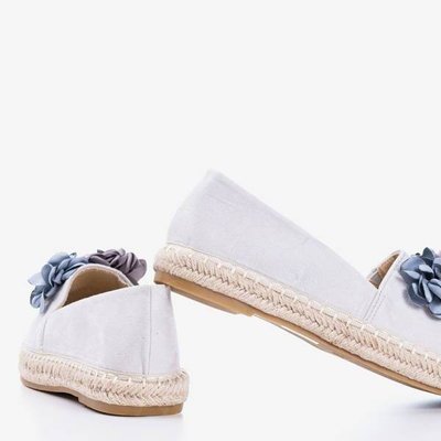 OUTLET Szare espadryle z kwiatkami Fandi - Obuwie