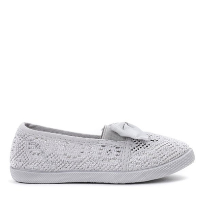 OUTLET Gray girls' sneakers with a satin bow Sugar Boomb - Footwear