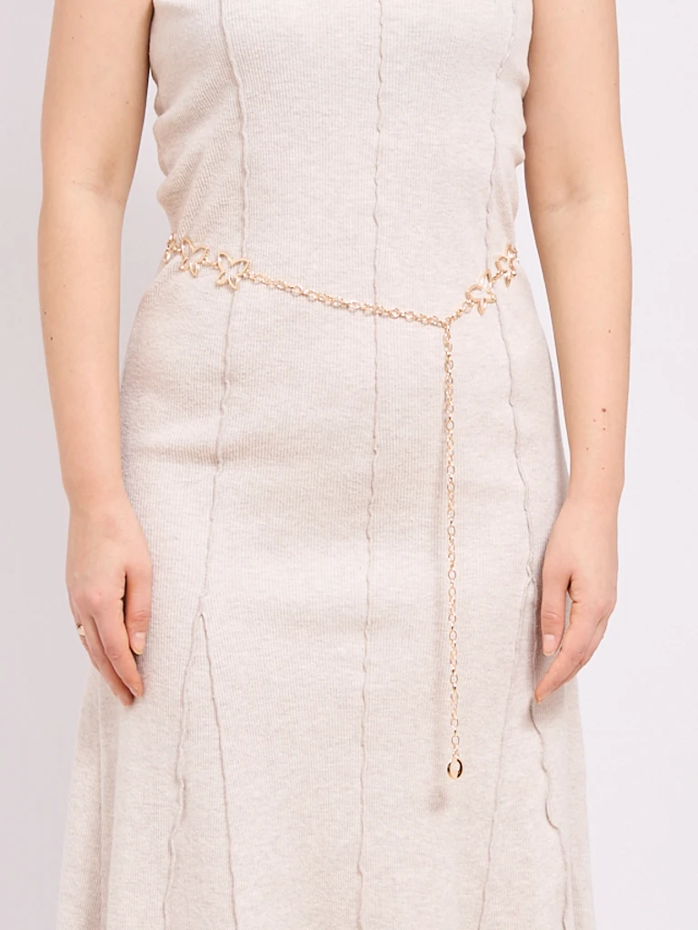 Aurelia Butterfly Women's Metal Belt with Elegant Chain – 115 cm