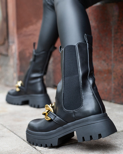 Women's boots with chain in black Evves- Footwear