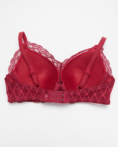 Maroon women's padded bra with lace - Underwear