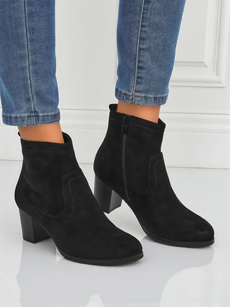 Women's Eco-Suede Heeled Ankle Boots Crimson Echo