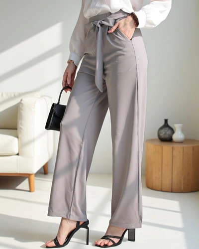 Royalfashion Wide women's trousers with a belt