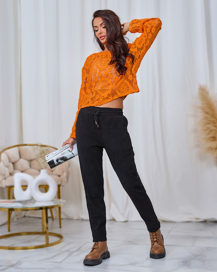 Royalfashion Черные вельветовые женские брюки