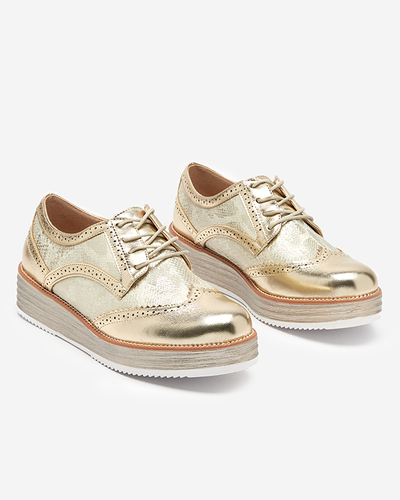 OUTLET Gold women's shoes with snake skin inserts Fin - Footwear