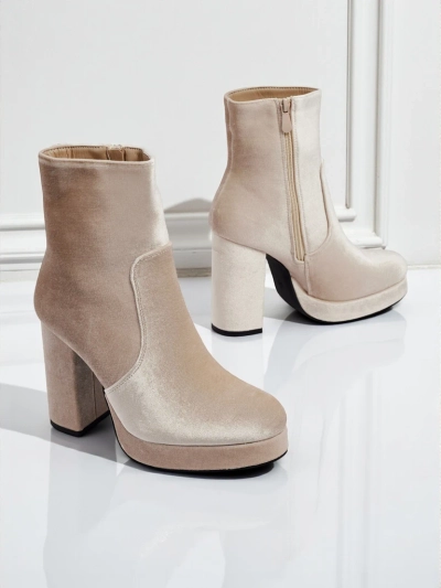 Women's Heeled Ankle Boots Velour Style Miss