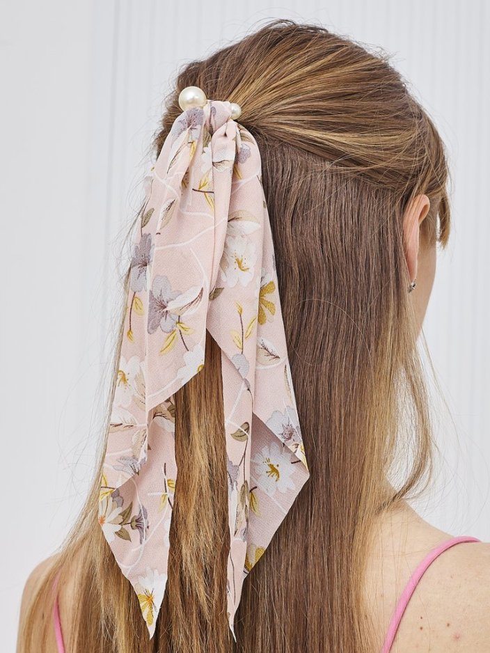 Royalfashion Hair tie with a ribbon decorated with little flowers and pearls Florennea