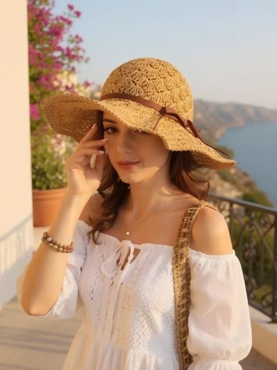 Royalfashion Women's Straw Hat Bow Belle