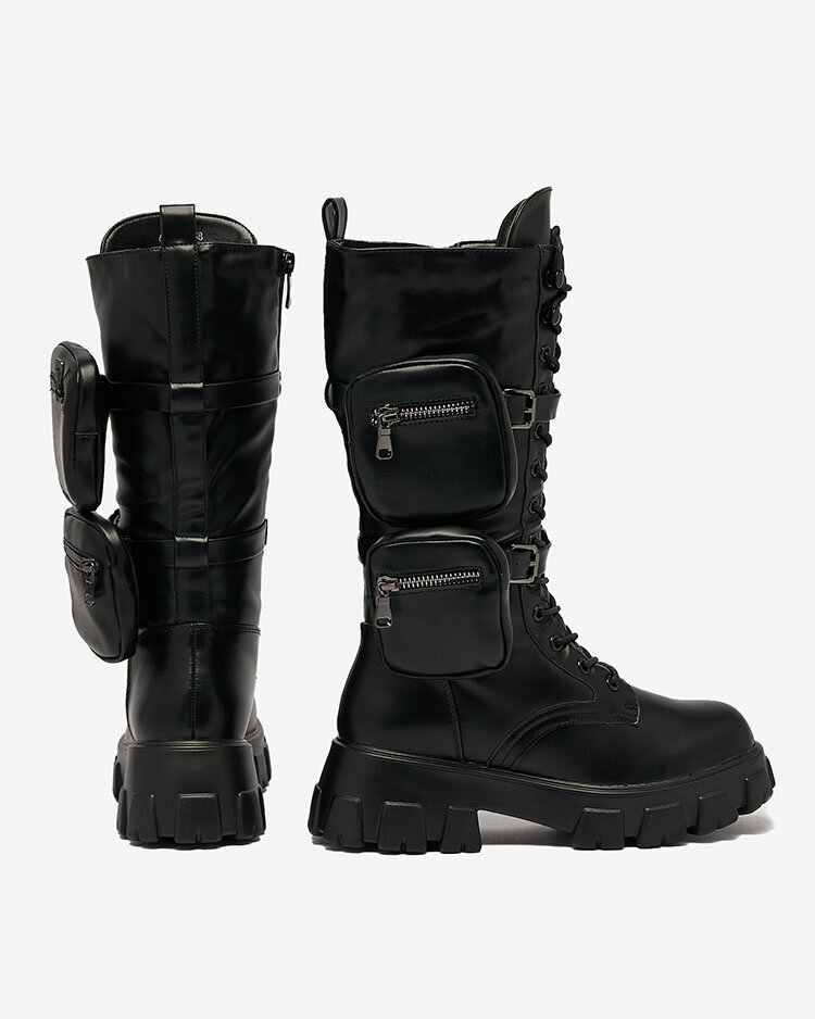 Royalfashion Black women's bagger boots with Atiuha pouch
