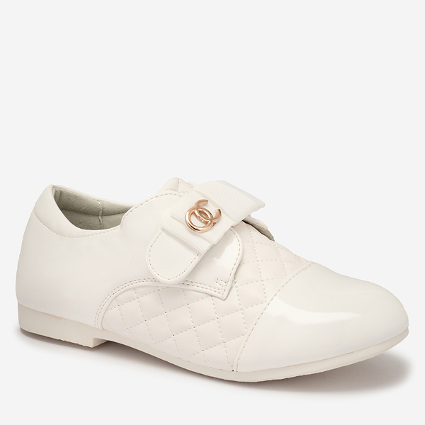 Meiteņu stepēti eko ādas pusapavi baltā krāsā Werme- Footwear