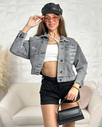 Royalfashion Women's denim jacket with lettering