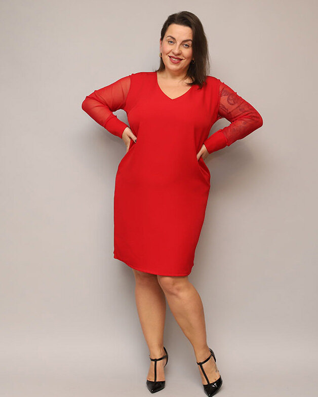 Spīdīga kleita līdz ceļgaliem zaļā krāsā PLUS SIZE- Apģērbi