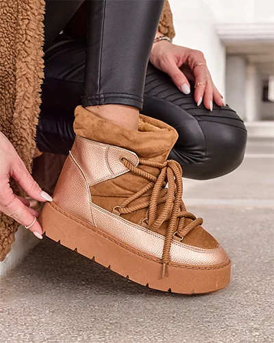 Royalfashion Women's lace-up snow boots Iniuc