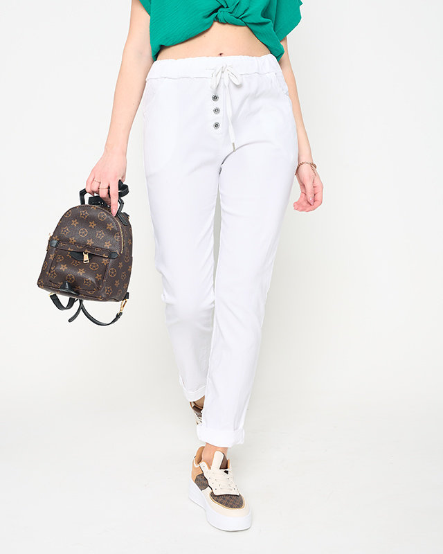 White women's fabric pants - Clothing