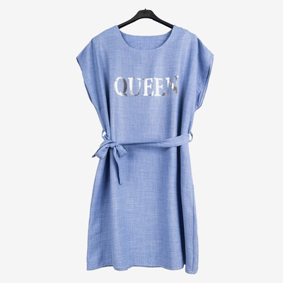 Blue women's dress with the inscription - Dresses 1